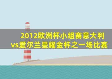 2012欧洲杯小组赛意大利vs爱尔兰星耀金杯之一场比赛