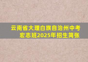 云南省大理白族自治州中考宏志班2025年招生简张