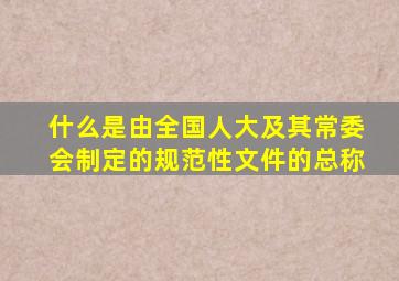 什么是由全国人大及其常委会制定的规范性文件的总称