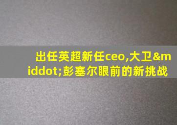 出任英超新任ceo,大卫·彭塞尔眼前的新挑战