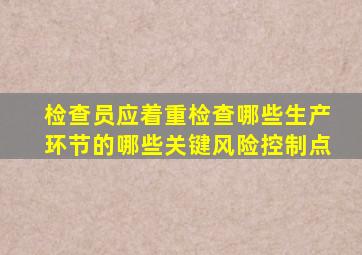 检查员应着重检查哪些生产环节的哪些关键风险控制点